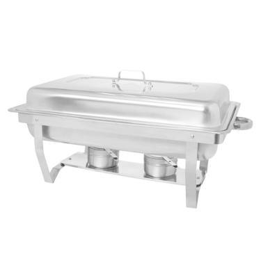 Imagem de Rechaud Retangular Hauskraft 9 Litros com 2 Cubas em Aço Inox