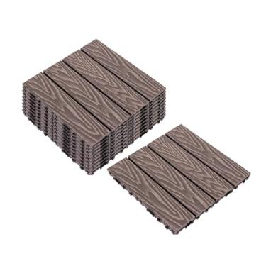 Imagem de Azulejos de deck compostos, tapetes interligados com resistente ao desgaste antiderrapante para terraço terraço varanda 30 cm x 30 cm C2 11 peças