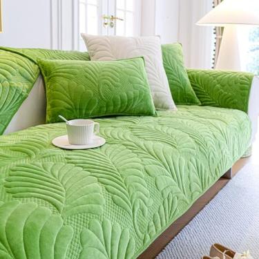 Imagem de HGTRH Capas de sofá macias para sofá seccional lavável, nova capa de sofá em forma de L, canto/reclinável/capa de sofá de couro para cães, capa para sofá verde grama 224 x 239 cm