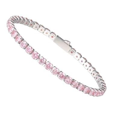 Imagem de HMJ Pulseira de tênis Moissanite para mulheres, pulseira de tênis de diamante de 4 mm/5 mm de casamento, formatura, joia de presente de aniversário para mãe/esposa, tamanho 15 a 19 cm, 7 inch, Aço