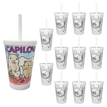 Imagem de 12 Copos Para Pintar Copo Infantil 350ml Seguro Resistente - NEOPLAS