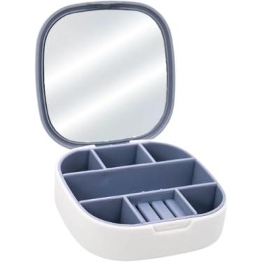 Imagem de Porta Joias Portátil com Espelho Estojo Elegante para Viagem e Organização