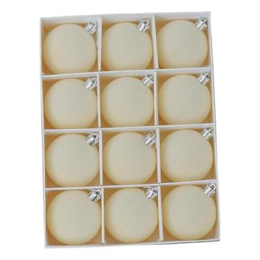 Imagem de IEUDNS Conjunto de 12 bolas decorativas para árvore de Natal, pingentes de decoração natalina para festas, para casa, quarto, estilo fazenda ou armário, Bege Branco