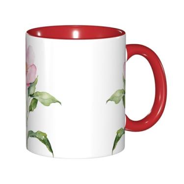 Imagem de Zeraoke Peony Print Canecas de café criativas, personalizadas, presente para a família, tamanho 325 ml, unissex