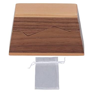 Imagem de Caixa amigável segura pequena da aliança de casamento de Eco da caixa do anel de noivado do trapézio com botão do ímã para o tamanho compacto material da noz da cerimônia de