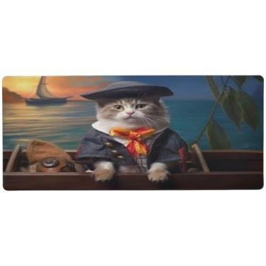 Imagem de Wassud Gato pirata (2) mousepad organizador de mesa de jogos grande teclado de computador tapete de mouse pad material de escritório 80 cm x 30 cm