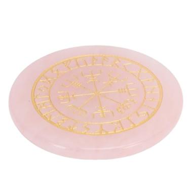 Imagem de GLOGLOW Pedra Runa, Pedra de Preocupação de Cristal Polido Gravada Com Acabamento Liso para Viagens de Escritório Em Casa, Pedra Redonda Portátil para Alívio do Estresse (Rosa)