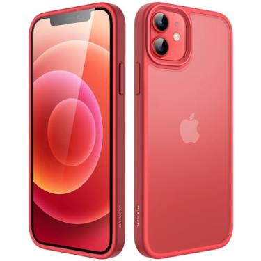 Imagem de JETech Capa Fosca para iPhone 12/12 Pro 6,1 Polegadas, Case Proteção Contra Quedas à Prova de Choque, Capinha Traseira Translúcida Fosca para Telefone, Anti-Impressão Digital (Vermelho)
