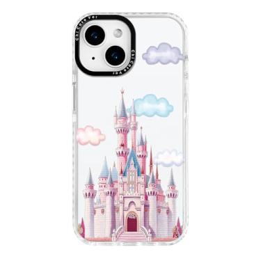 Imagem de ChiCaseVer Capa para iPhone 13 mini, padrão de castelo de conto de fadas com nuvens pastel, proteção contra quedas de nível militar, capa protetora de TPU magical macia e fina com proteção de câmera
