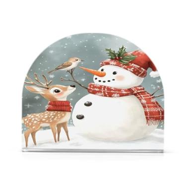 Imagem de Wassud Adorável boneco de neve com porta-guardanapos de acrílico de veado, dispensador de guardanapo de papel moderno em forma de U para mesa, cozinha, sala de jantar, bancada 1 peça (comporta 50-60