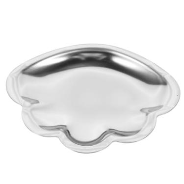 Imagem de Bandeja de joias em forma de concha de aço inoxidável portátil para armazenamento de bugigangas, brinco e prato de exibição, organizador de mesa para armazenamento de joias e artigos diversos