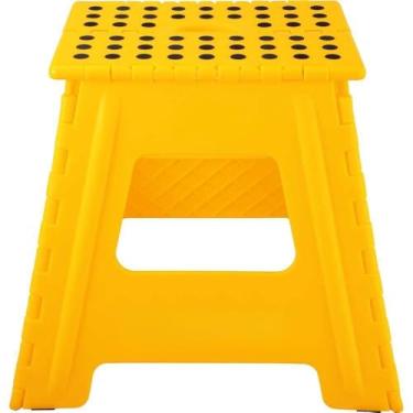 Imagem de Banqueta Banquinho Dobrável Plástica Anti Derrapante Suporte até 150kg banquinho banheiro Para Casa, Lazer e Trabalho(Amarela)