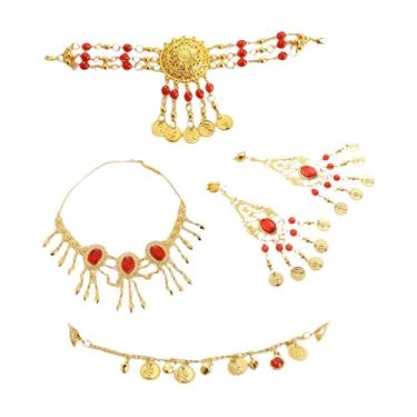 Imagem de Wzmzjy Conjunto de Joias para Dança Do Ventre com Corrente de Cabelo Antiga E Borla para Festas, Casamentos E Apresentações, Brincos de pressão