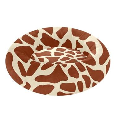 Imagem de SEHANY Cama de cachorro com estampa de vaca marrom, removível e lavável, pequena, redonda, cama de gato fofa, super macia, confortável para animais de estimação com fundo antiderrapante para cães