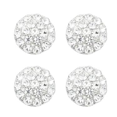 Imagem de 4 botões de enfeite de strass - Botões de roupas decorativas de cristal para casaco DIY artesanato em prata, ouro e branco (prata)