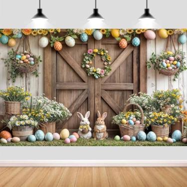 Imagem de Pano de fundo de Páscoa, primavera, Páscoa, coelho, ovos, grama, verde, floral, fotografia, celeiro, parede, crianças, decoração de festa de aniversário, decoração de estúdio fotográfico