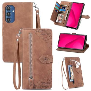 Imagem de Monwutong Capa carteira com design de armazenamento com zíper para Samsung Galaxy A16, capa de couro PU com toque agradável à pele, fecho magnético e compartimentos para vários cartões, coldre para