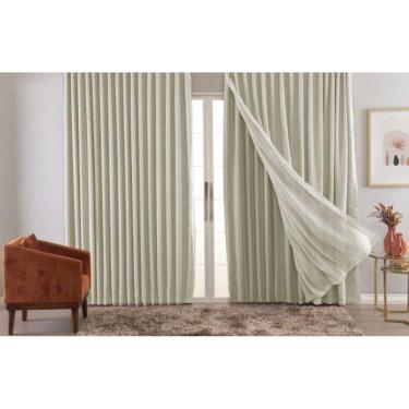 Imagem de Cortina Trilho Suiço Blackout Com Linho Marfim 6.00 X 2.60