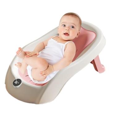 Imagem de Encosto para Banheira,Suporte Ergonómico com Termómetro Rebrável para Banho - Banheira para Bebé,Para Uso em Casa, Viagens, Hotel e Praia