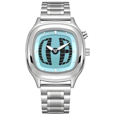 Imagem de MASTOP Relógio analógico moderno de aço inoxidável com mostrador colorido exclusivo – elegante e preciso para uso diário, Prateado, azul, Relógio masculino masculino fashion exclusivo com mostrador