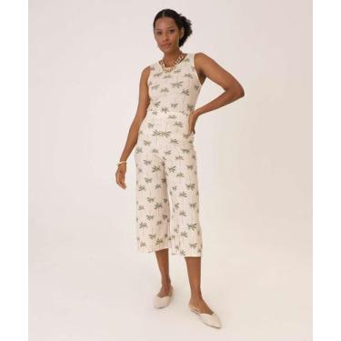 Imagem de Calça Feminina Pantacourt Estampa Coqueiros Marisa-00014, Off white, G