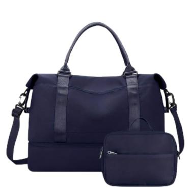 Imagem de Mala De Viagem Para Fitness De Grande Capacidade — Mochila Desportiva Com Dois Compartimentos E SecçãO Separada Para Guardar Roupa/CalçAdo Molhado(Azul Marinho)