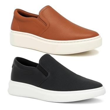 Imagem de Kit Dois Pares Sapatenis Masculino Slip On Estilo Iate Mocassim Calce Facil para Uso Diario