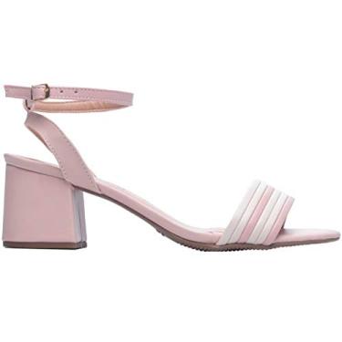 Imagem de Sandália Torricella Classic Salto Baixo Rosê e Bege Cor:Natural;Tamanho:35