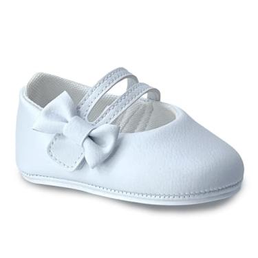 Imagem de Sapatilha Branca para Bebê Menina com Laço, Batizado, Festa, Primeiros Passos (Branco, BR, Bebê, Numérico, 16)