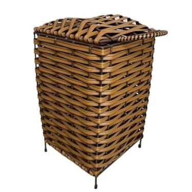 Imagem de Porta Papel Higiênico e Lixeira Juncado Aramado Organiza Banheiro, Suporta 2 Rolos, Design Compacto Ideal para Casas e Apartamentos Chão e Lavabo (LIXEIRA JUNCO)