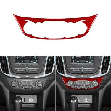 Imagem de GDFJGD Acessórios de fibra de carbono vermelho brilhante real para carro controle central A/C capa de moldura moldura decalque adesivo adequado para Chevrolet Equinox L/LS/LT/Premier 2018-2023 2019