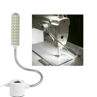 Imagem de Cop Rose Luz de LED para máquina de costura, 30 LEDs com base magnética, plástico preto, braço flexível de 30 cm, 300 lúmens para bancada de trabalho e detalhes