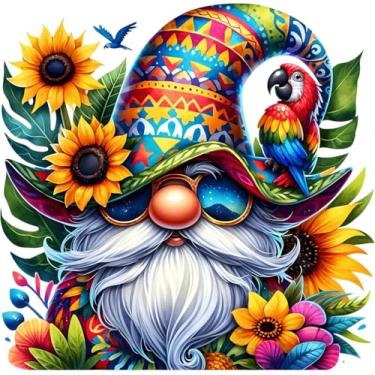 Imagem de Kits de ponto cruz de gnomo para adultos iniciantes, kits de ponto cruz com contagem de flores, costura impressa, padrões fofos, dimensões, bordado, artesanato, kits de bordado para adultos iniciantes