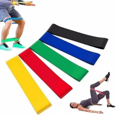 Imagem de Kit 5 Faixas Elásticas para Alongamento, Pilates, Yoga, Exercícios, Condicionamento Físico