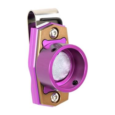 Imagem de Suporte magnético de giz de bilhar portátil para taco de sinuca com clipe fixo de liga de alumínio para tacos de bilhar capa com ponta de giz para acessórios de mesa de sinuca - redondo/roxo