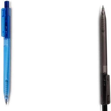 Imagem de Caneta Esferográfica em Alumínio Reciclado, Retrátil, Escrita Azul, Corpo Emborrachado, Ponta Touch, Refil Tipo Parker, Ambidestro, 15g (Azul e Preto)