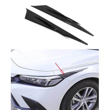 Imagem de ANUNFRRE Acessórios de carro adequados para Honda Civic 11ª geração 2022 2023 2024 ABS faróis dianteiros externos acabamento de cobertura de farol de neblina (fibra de carbono) conjunto de 2 peças