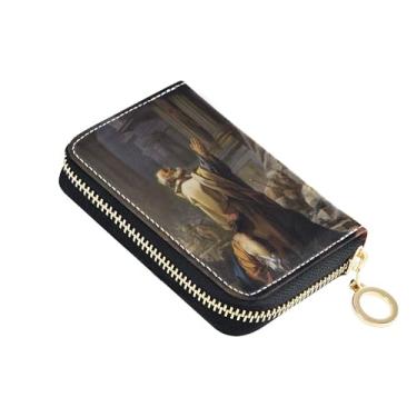 Imagem de Carteira feminina com compartimento para cartão de crédito com bloqueio de RFID, pequena carteira masculina com bolso para moedas, pintura Corot