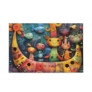 Imagem de 500 peças de quebra-cabeça colorido de animais de barco de madeira e papel combinados para homens