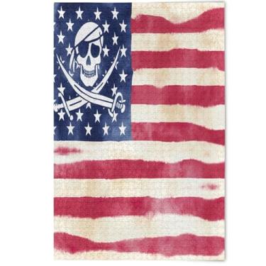 Imagem de Quebra-cabeças vermelhos com bandeira de caveira branca, 500 peças para adultos, amantes, presentes, quebra-cabeça de paisagem, paisagem, pintura de arte animal, 500 peças, 52 x 37,8 cm