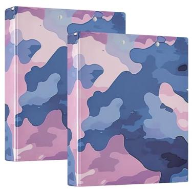 Imagem de Pastas de fichário camuflado pastel com 3 anéis, 3,8 cm para receitas, comporta 200 folhas, fichário de negócios confiável, pacote com 2