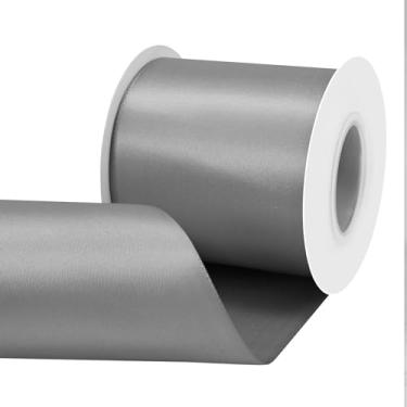 Imagem de Rilisili Fita de cetim prateada, 7,6 cm e 15 metros, fitas de cetim de poliéster de dupla face para embrulho de presente, artesanato, casamentos, convites, buquê de flores, decoração de casa, costura