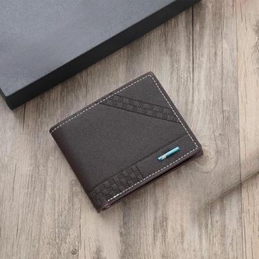 Imagem de Carteira masculina com clipe para dinheiro, carteira masculina com porta-cartão de crédito, carteira antifurto de couro PU com bolso para moedas, Cor café, Clássico
