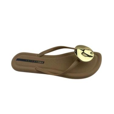 Imagem de Chinelo Feminino Voices 16.00002, Caramelo, Gold, 35/36