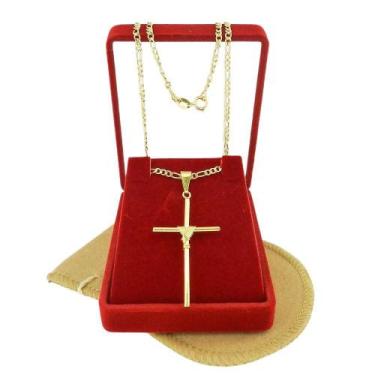 Imagem de Corrente Masculina 60Cm 2Mm Cruz Palito Folheada Ouro Cr673 - Wnbijout