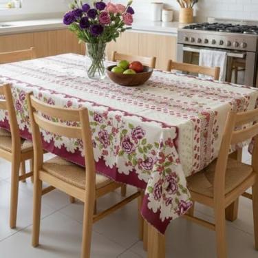 Imagem de Toalha De Mesa Quadrada 4 Lugares 145x145cm Poliéster e Algodão(Flor de Cerejeira)