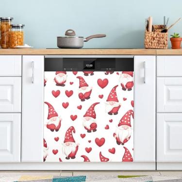 Imagem de ATTX Capa de ímã para lava-louças Dia dos Namorados Coração | Adesivo decorativo de eletrodomésticos de 58 x 66 cm para armários domésticos e eletrodomésticos #116