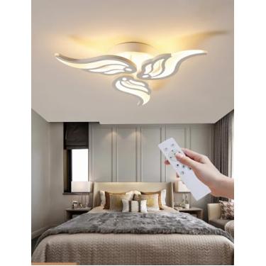 Imagem de Luminária de teto LED moderna, dimerizável, com design em formato de flor, em acrílico, com controle remoto, ideal para sala de estar, sala de jantar, quarto, cozinha, quarto infantil e escr