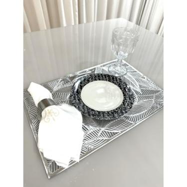 Imagem de Jogo Americano Mesa Posta Impermeável Redondo ou Retangular para Jantar e Eventos – Kit 4 ou 6 Lugares Decorativo Luxo (33. Prata 2,4 Unidades)