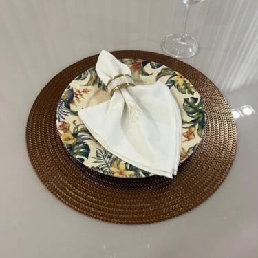 Imagem de Jogo Americano Mesa Posta Impermeável Redondo ou Retangular para Jantar e Eventos – Kit 4 ou 6 Lugares Decorativo Luxo (50. Marrom Croc,4 Unidades)